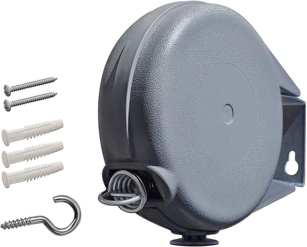Uttrekkbar klessnor, opptil 12 meter lang, tåler 13,6 kg (grå)
