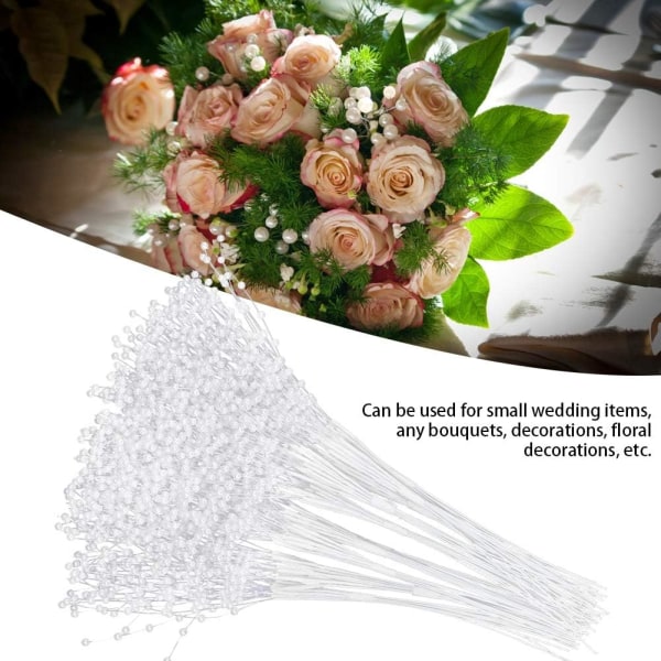 100 st Pärlpinnar Bröllopsbröllop Corsage Pigor Pärlstjälkar Bröllopspärla Flower Spray（vit） white