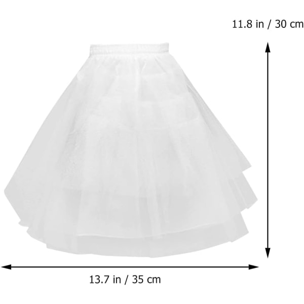 Tutu kjol blommig benfri kjol för flickor balett lager tyll kjol (35cm, vit) white