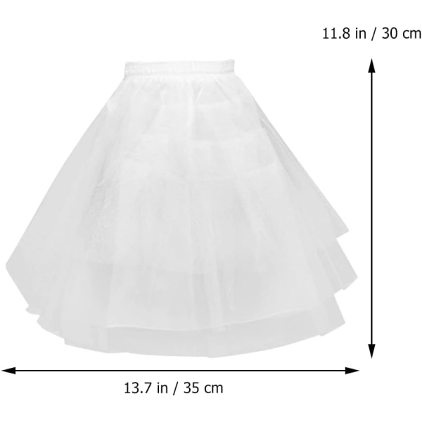 Tutu kjol blommig benfri kjol för flickor balett skiktad tyll kjol (35CM, Vit) white