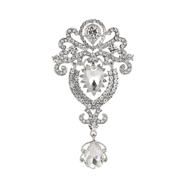 Sølv Rhinestone Krystall Diamant Hvit Stor Blomst Bryllupsbrosje
