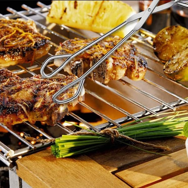 Matklype Saks Tang Brød Rustfritt Stål BBQ Tang Grønnsaksklemme