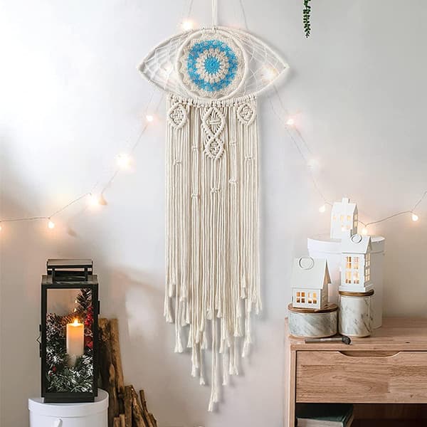 Boho drømmefanger, håndlavet øjevægdekoration (ondt udseende drømmefanger) 90 * 35 cm