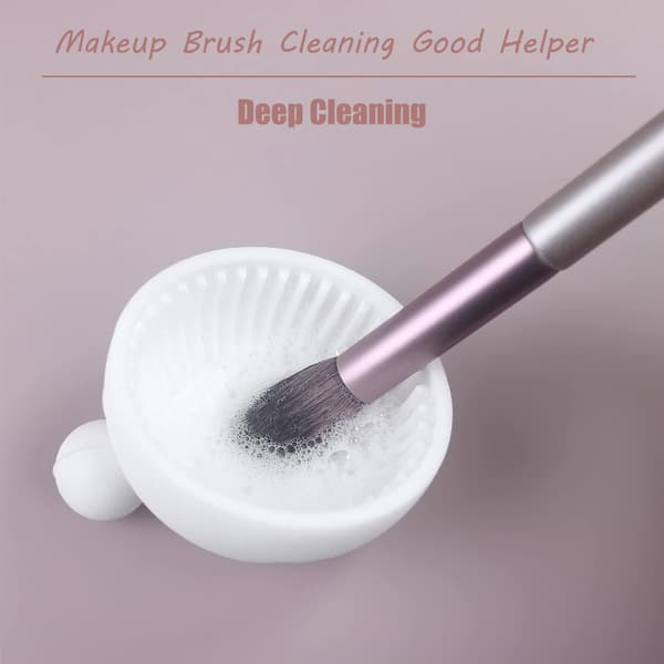 Makeupbørste rense skål, børste rensepude, silikone makeupbørste rensemåtter (hvid) White
