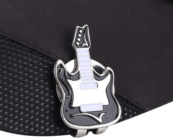 Golf Hat Clip,Metall Magnetisk Golfboll Markörhållare Visir Clip Boll Markör Tillbehör（Svart Gitarr）