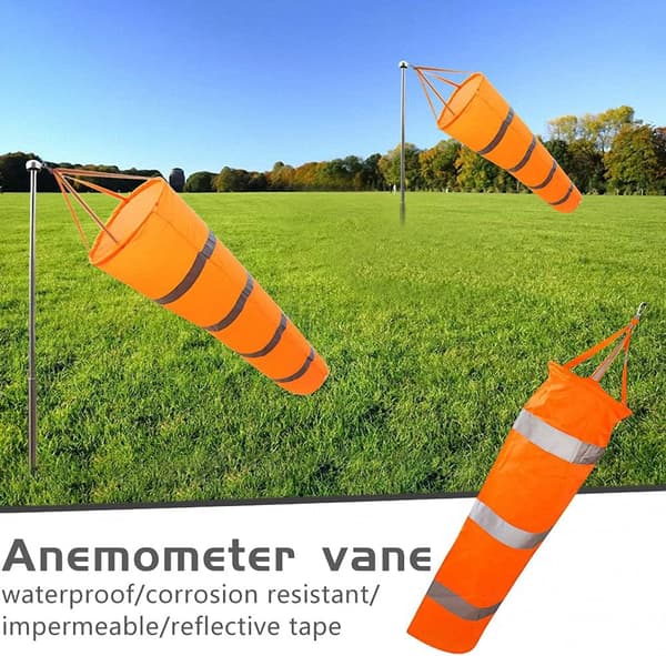 80 cm/30 tommer oransje vindpølse i ripstop nylon for vindretningsmåling med refleks