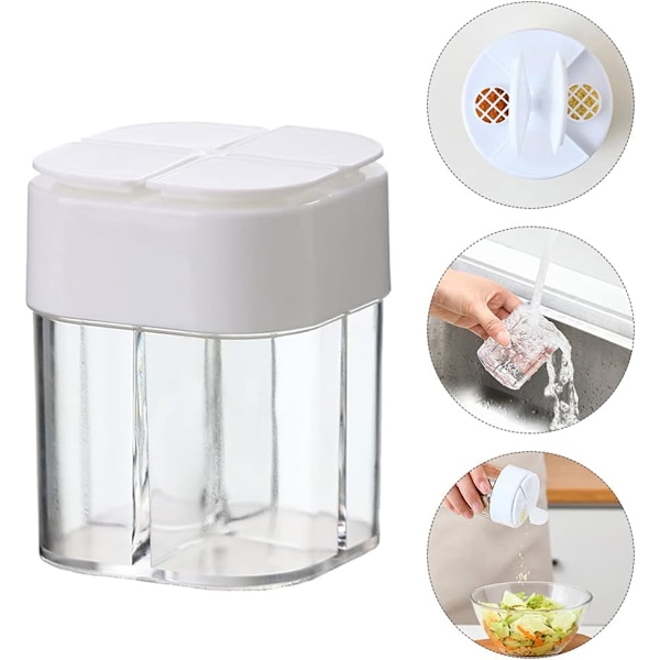 4 i 1 justerbar hål plast pepparkvarnsdispenser (vit) 2 stycken White