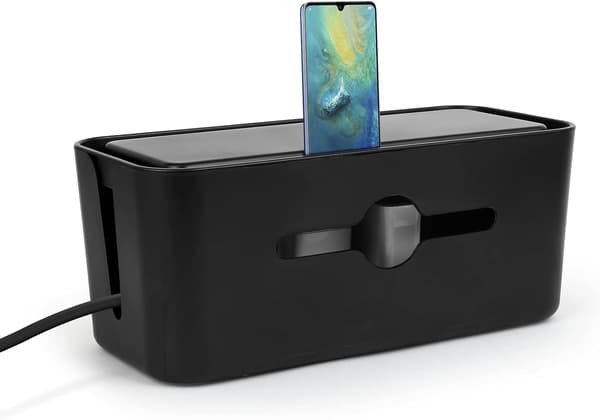 Kabelstyringsboks Samler Organizer Stikdåseboks med Ventilation (Sort)