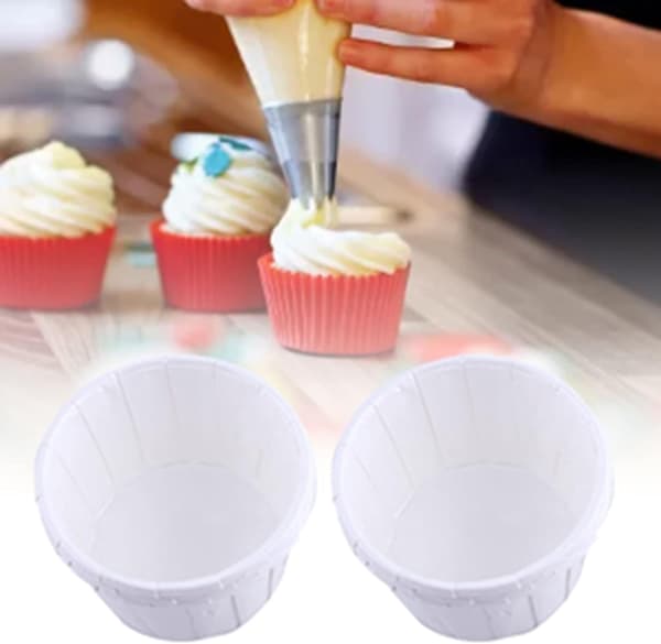 100 stk. bageforme af papir, fedtbestandige cupcakeforme, muffindekorationskopper [hvid]