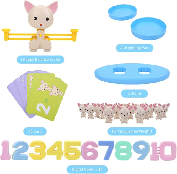 Matematiikan oppimispeli Monkey Match, laskulelut, STEM-koulutusväline lahja lapsille (koira)