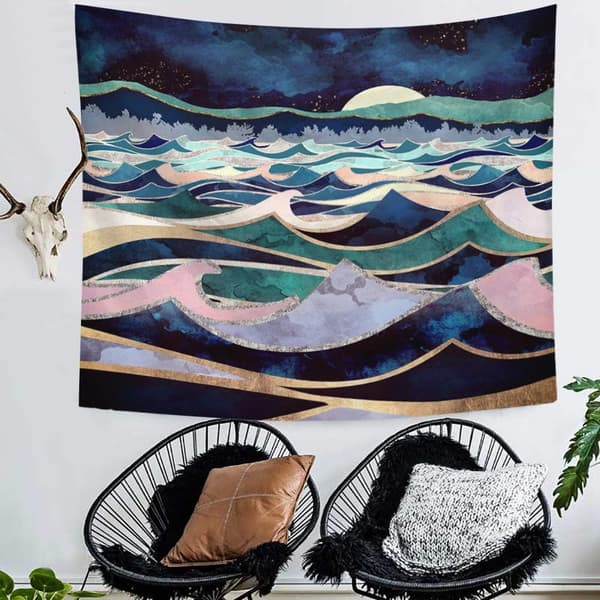 Väggbonad, Ocean Tapestry Sheet Space Väggbonad Sovrum Bonad Hem Sovsal Dekor, 78,7x59in
