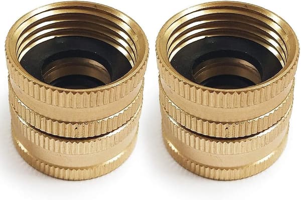 3/4\" Koppling för trädgårdsslang i mässing med dubbeladapter, vattenledningsslangkopplingar - 2 stycken