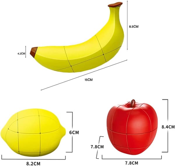 3D Fruktkub Set med Banan Citron och Äpple Magic Cube Bundle Barns Pedagogiska Leksaker 3 Pack