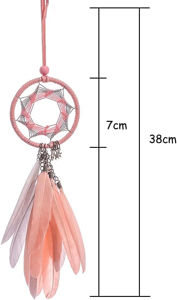 Fjer Drømmefanger Dekorativ Ornament Vævning Pink (Uden Lys)