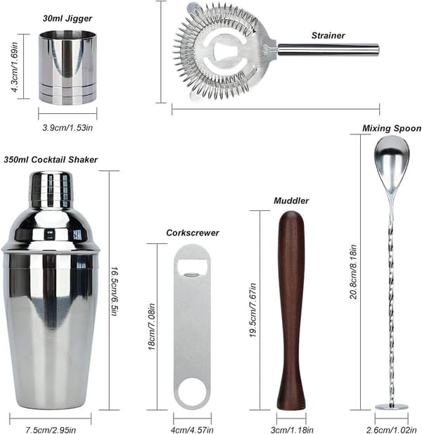 7 bærbare bartenderværktøjer Cocktailmixer Bartender Tilbehør (550ML) 550ml