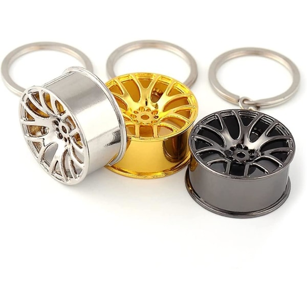 3 lyxbitar hjulnavsnyckelring i zinklegering bilnyckelhållare för biltillbehör