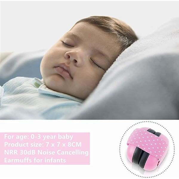 Säkerhetshörlurar för sömn, hopfällbart hörselskydd för brusreducering för barn 0-3 år (rosa) Pink