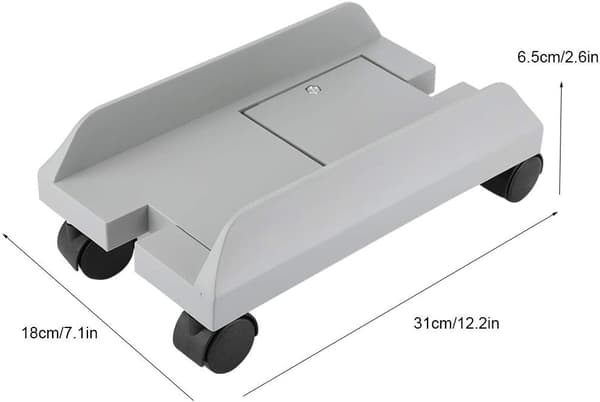 Computerholder, justerbar stationær mainframe-opbevaringsreol med bremse (sølv) Grey