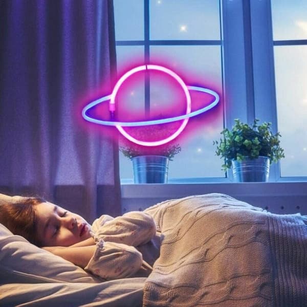 LED-modelllampa för hemmet, neonplanet, eldröd planet hängande, lampor för inomhushem, vardagsrum, sovrum