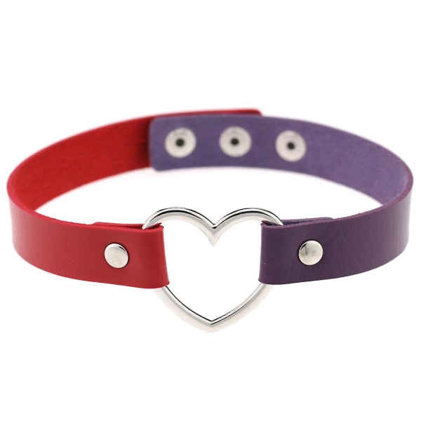 Flickor Älskar Hjärta Halsband Dubbel Färg PU Läder Krage Punk Halsband Halsband color 6