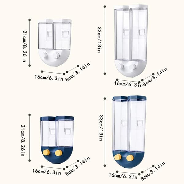 Veggmontert dispenser, egnet for korn- og godteridispenser, hvit White