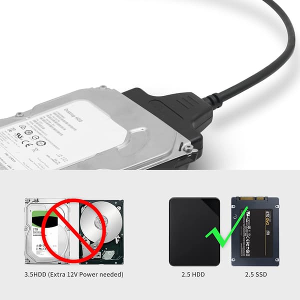 SATA USB 3.0 -kovalevysovitinkaapeli 2,5 tuuman ulkoiselle kovalevylle SSD-tuki