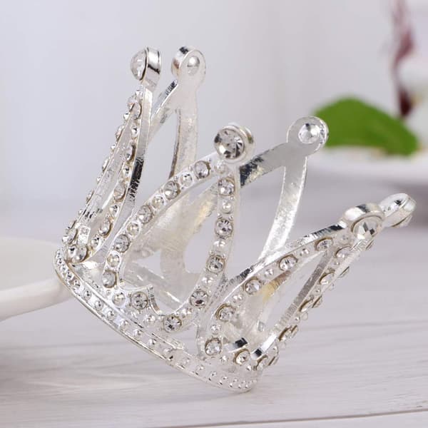 2 Stykker Krone Kage Toppere Fødselsdag Bryllupskage Mini Krone Ornament (sølv) Silver