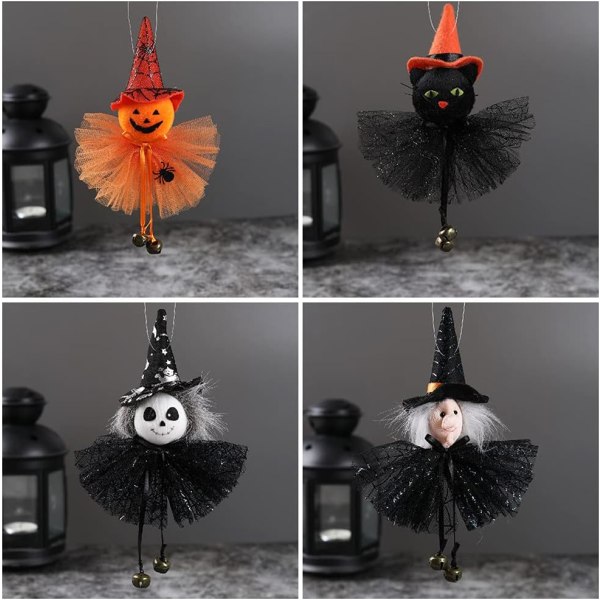 4-pack Halloween-dekoration spöke pumpa svart katt hängande hänge