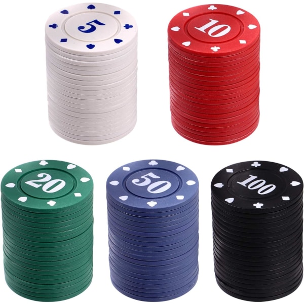 100 st Set Räknarräknare i plast Pokerchips för barnspel (utan förvaringsbox)