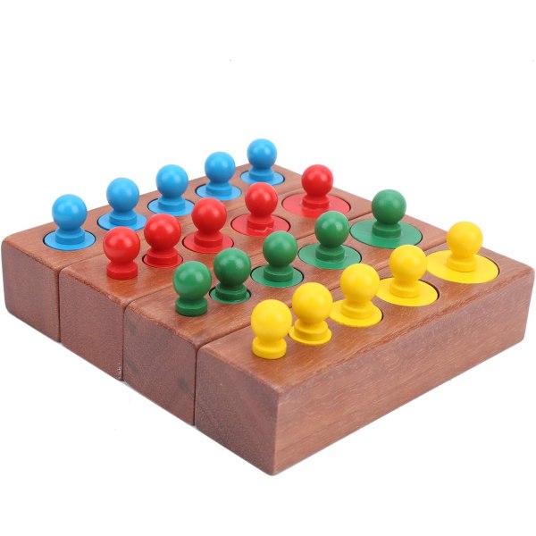 Knob Cylinder Färg Trä Cylinder Socket Block Set Pedagogiska Lärande Leksaker