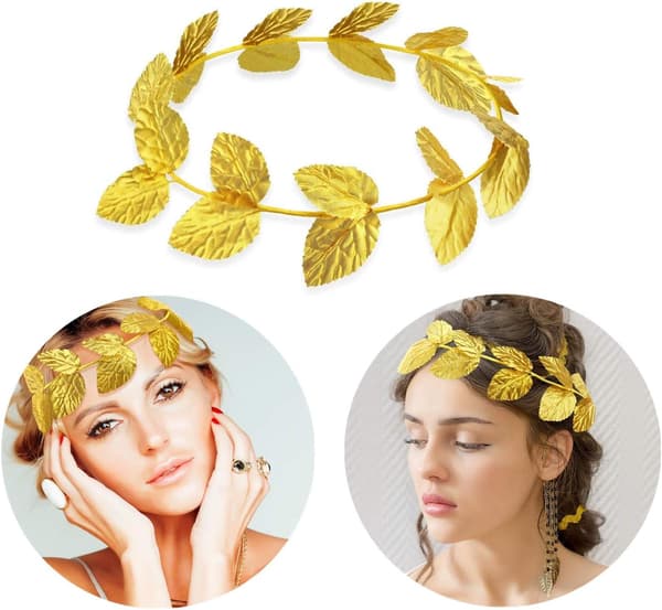3 stk. krans gullbladkrone tiara cosplay maskerade tilbehør (gull)