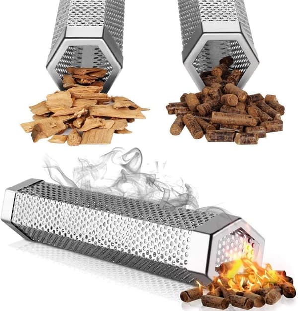 Pille Røgrør, 12'' Rustfrit Stål BBQ Træflis Røgboks, Grill Røger Metal Udendørs Madlavning (stil 1)