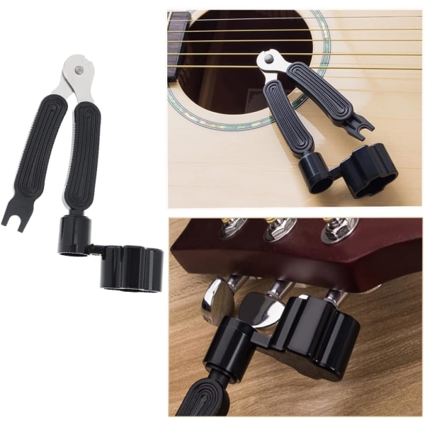Gitarr Tång Dragare Strängskärare Verktyg, 3-i-1 Multifunktionell Gitarr Reparationsverktyg, svart black