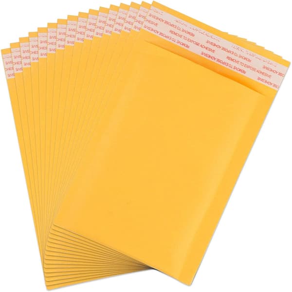 100 stk boblekonvolutter 12 x 19,5 cm - Vatterte konvolutter - Gul, KRAFT papir