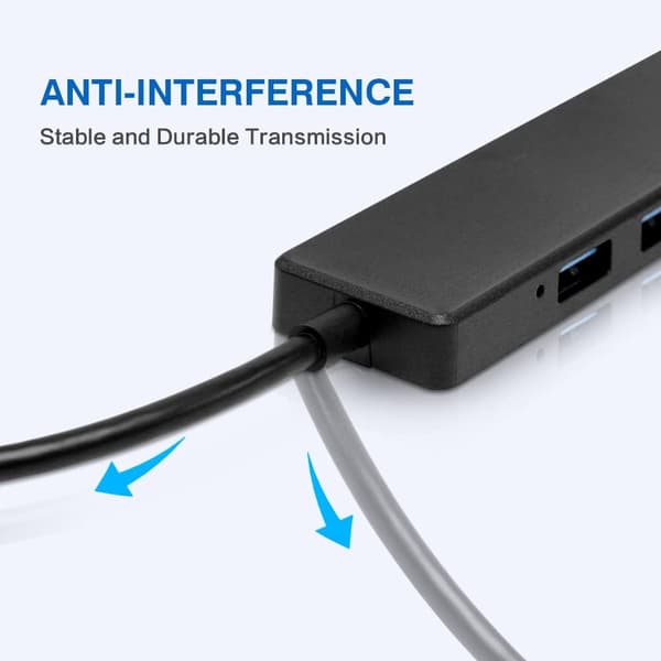 USB-hub, 4 USB-porte Bærbar Multi USB-hub med 3 USB 2.0, 1 USB 3.0 til bærbar computer, sort