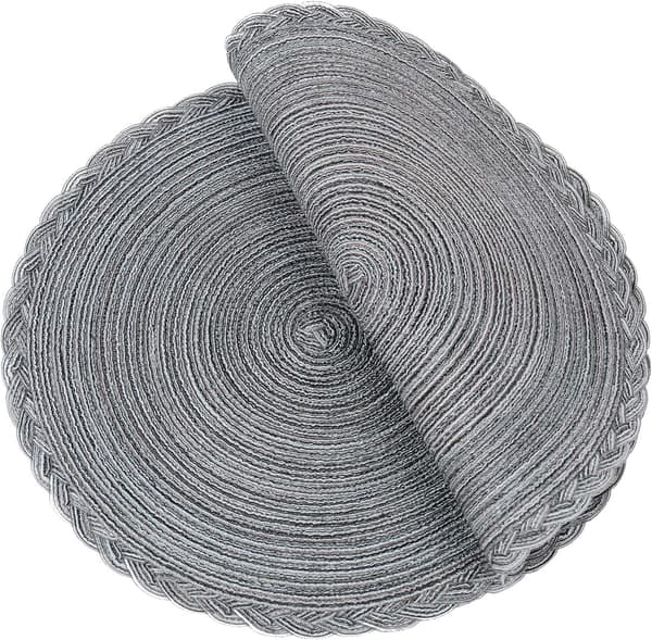 15 tuuman pyöreä lämmönkestävä punottu pöytätablettisetti, 6 kpl (pyöreä, punottu harmaa) Grey