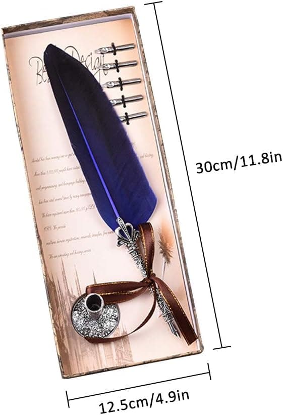 Fjerpen Håndlavede Skrivepenne Retro Design Dip Pen Sæt Royal