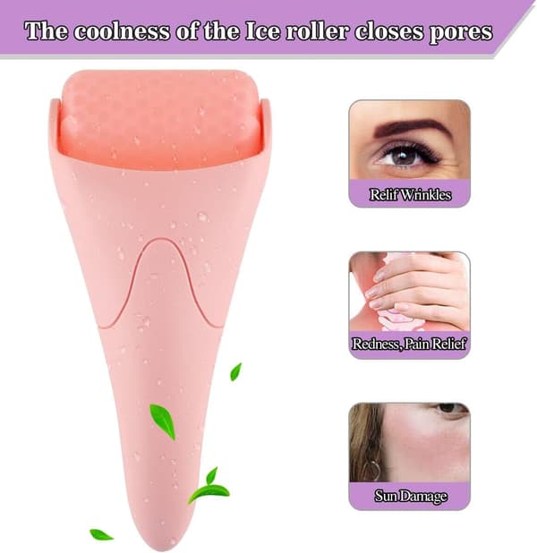 Ansiktsroller Massager Puffiness Migrän Smärtlindring och Mindre Skada (Rosa)