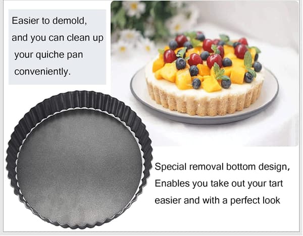 Avtakbar Quichepai-form, 9\" Non-stick Stål Rund Quichepai-form med Løs Bunn