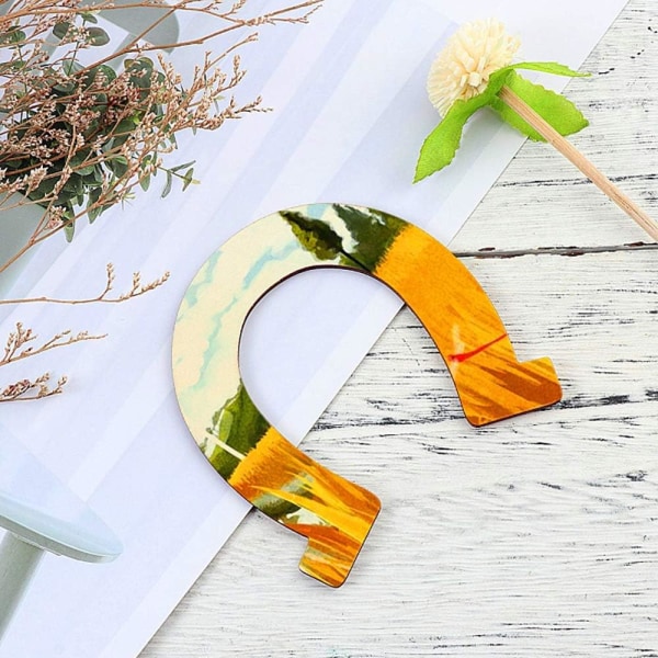 DIY Trä Log Hästsko Form Träflis Dekoration Hänge 24 Stycken