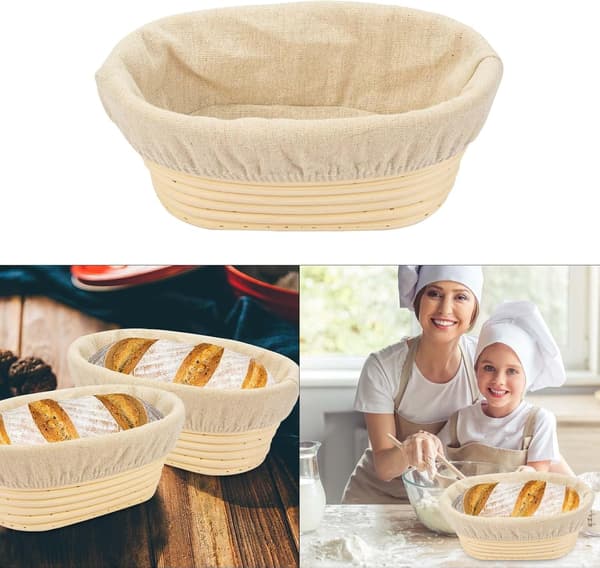 2 st 8 tum oval lång Banneton stigande rottingkorg och foder för professionella och hembagare
