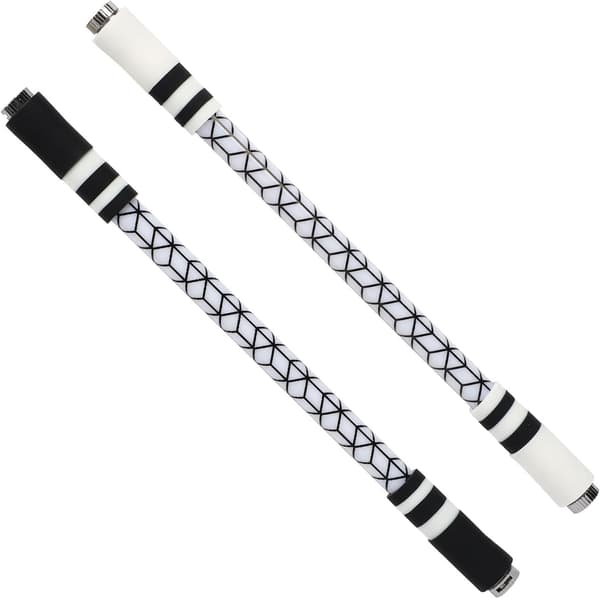 2-pack Fidgetpennor med ränder, Penspinning Pen Mod Glow LED (svart, vit)