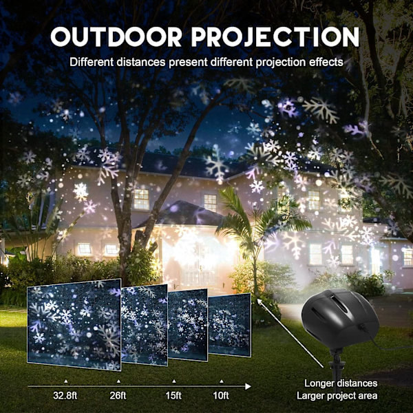 Jul LED-projektor, ugglaformad snöflinga projektorlampa med RF-fjärrkontroll, ljudlös funktion, för dekoration inomhus utomhus julparter