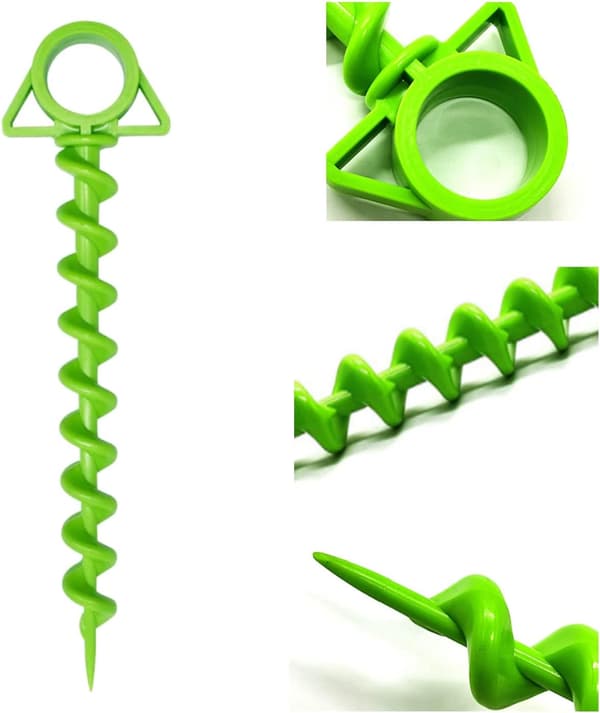 Utendørs strandcampingtelt spiralplastspyd (grønn) 4 stk