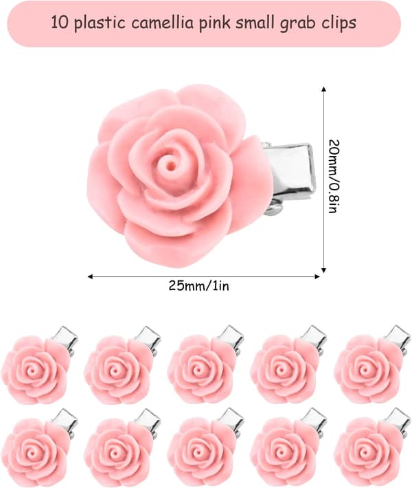 10 stk Mini Hårspenner, Blomster Hårklips, Små Hårklemmer for Kvinner Jenter Barn (Rosa)