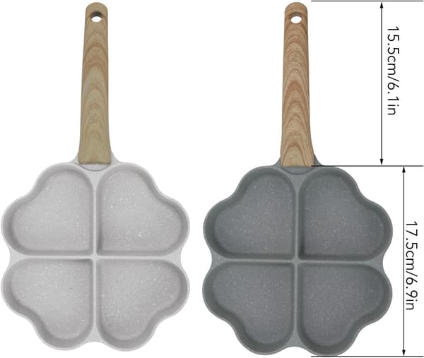 Non-stick eggerøstpanne med 4 kopper, hjerteform, omelettpanne, eggkoker (grønn) Green