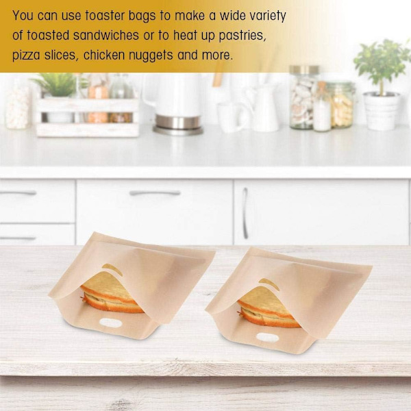 5 st återanvändbara toastpåsar, non-stick snacks-påsar för grillade ostsmörgåsar pizza, 6,3 x 6,5 tum 16*16.5cm