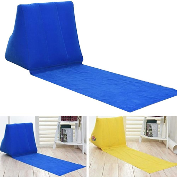 Stranduppblåsbar nackstöd kudde 138X48X48CM flockad triangelkudde - grå Grey