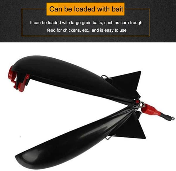 Fiskefoder Spomb Raketformede Fiskefodere Flydende Agnbeholder Redskab (Sort Hvid S) Black+White s