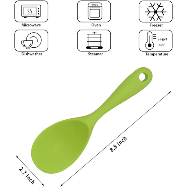 Set med 2 värmebeständiga köksredskap i non-stick-material, rissked, för ris, potatismos (grön)